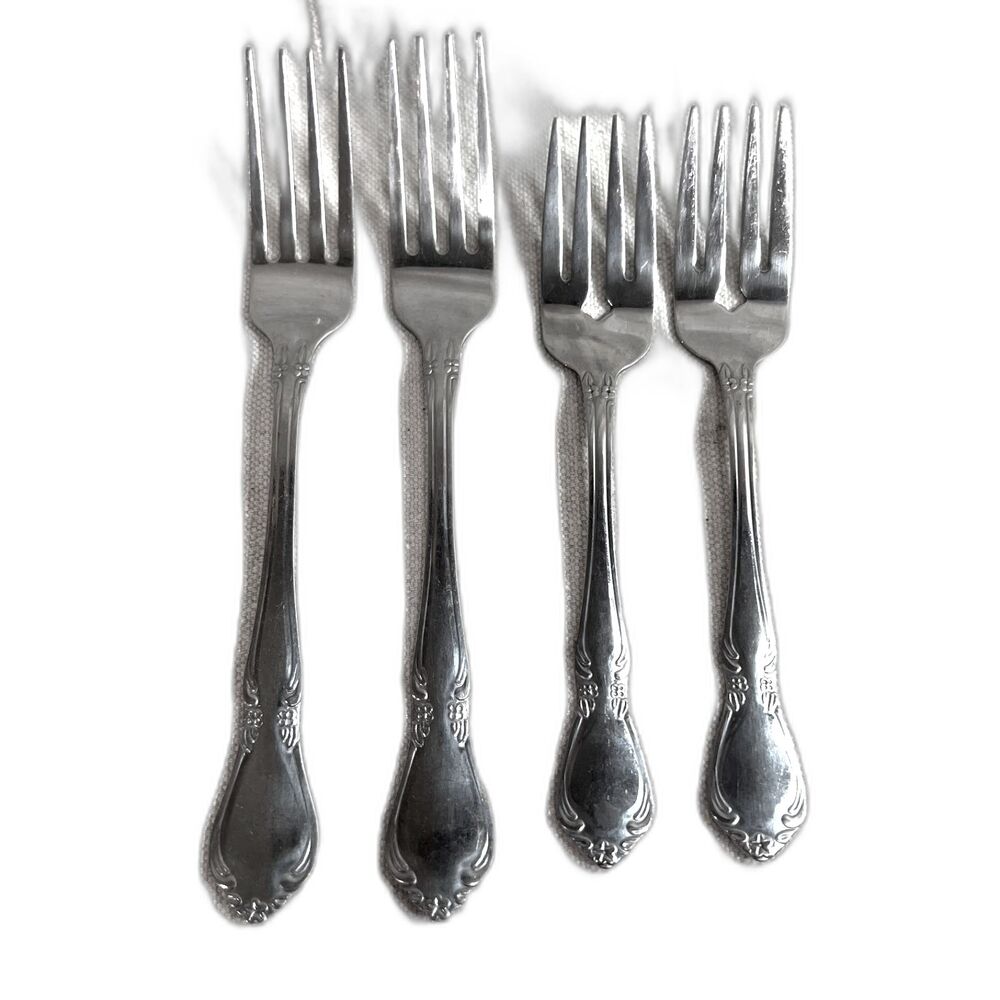 4pc Fork Stainless Steel Flatware Set Bellamo Victoria Dinner & Salad Forks 18/8